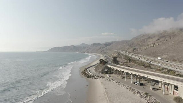 Emma Wood State Park Flying up the Pacific Coast Highway (aerial)