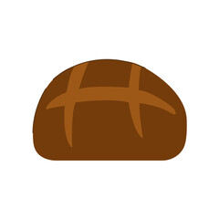 Whole black bread on isolated white background in flat style. Food and bakery products. Vector illustration.