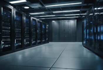 Server Room 4K Resolution stock videoTechnology Network Server Data Center Network Security Server