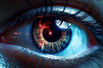 Eye health Close up with laser, symbolizing laser eye surgery