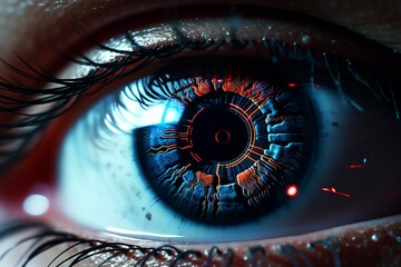 Image Laser eye surgery Close up of eye, concept of vision correction - obrazy, fototapety, plakaty