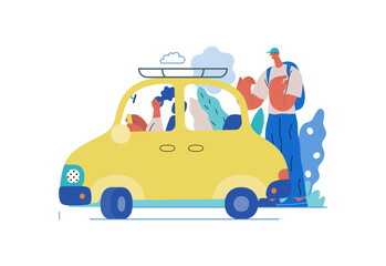 Mutual Support: Assistance in parking the car -modern flat vector concept illustration of man assisting woman with parallel parking A metaphor of voluntary collaborative exchanges of resource, service