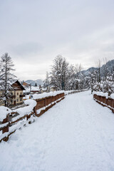 Fototapeta na wymiar The tourist resort of Tarvisio after a heavy snowfall