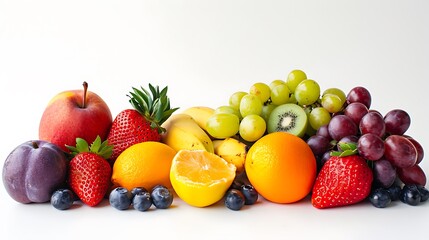 Including various fruits white background