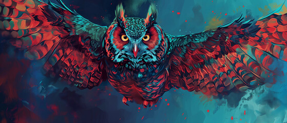 Vibrant Owl in Flight