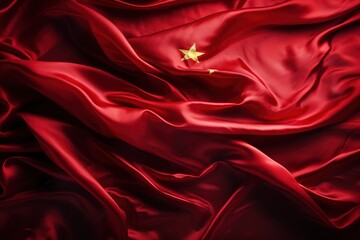 Obraz premium Red Chinese flag made of silk