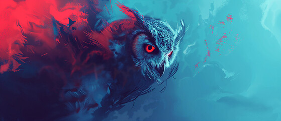 Mystical Owl in Abstract Colors