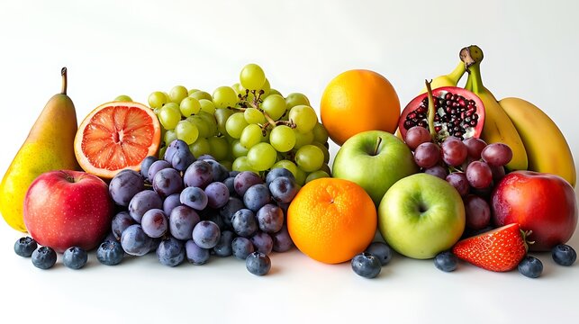 Including various fruits white background