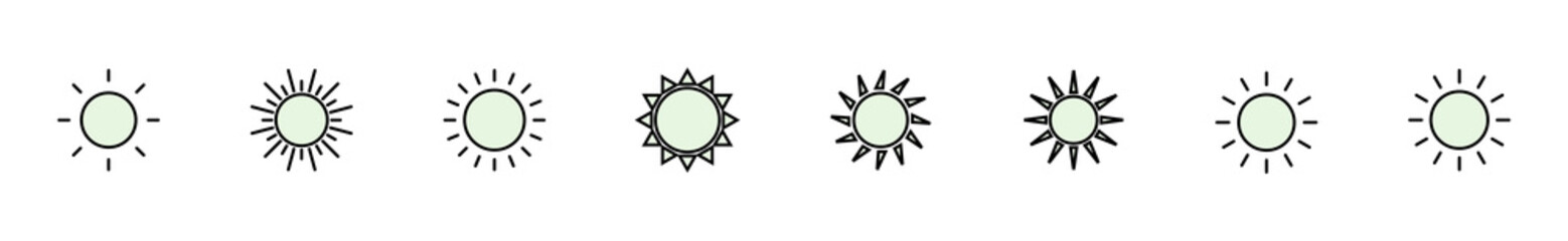 Sun icon set. Brightness Icon vector