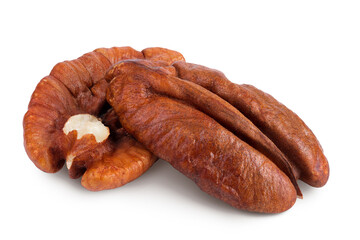 pecan nut half isolated on white background with full depth of field