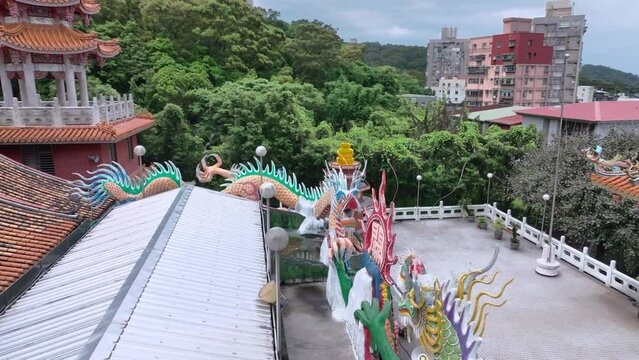 Religious Decorations Of The Taiwanese Temple, Aerial View