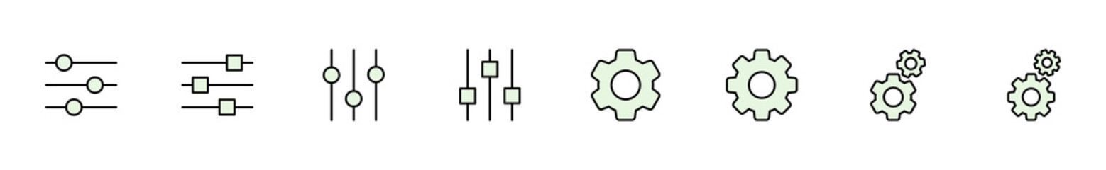 setting Icon set. Cog settings Icon Symbol