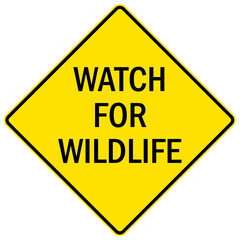 Directional hiking trail safety sign watch for wildlife