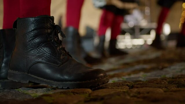 Boots of band players in a popular music festival in Calabria