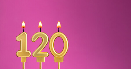 Candle number 120 in purple background - birthday card