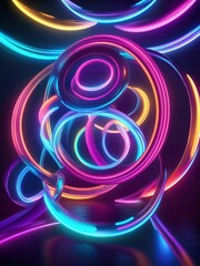 Abstract neon lights futuristic technology background. - 705325624
