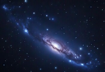 Fototapeta premium Swirling galaxy and stars in dark blue sky stock illustrationOuter Space Star Shape Galaxy Sky