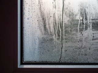 Water Droplets Condensation on Window Glass