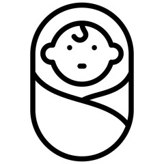 wrapped baby icon illustration design with outline