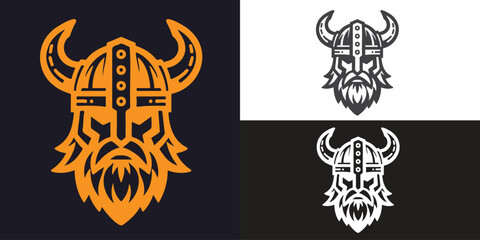 Fototapeta premium Viking head logo using a Viking hat, suitable for use as an esport logo