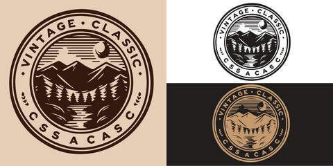 Vintage classic logo, emblem classic mountain