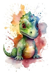 Baby Dino Watercolor, Dinosaur Bundle white background