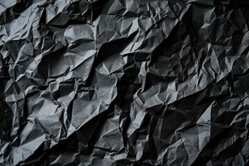 Black Recycled paper crumpled texture background