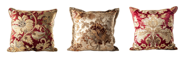 Set of antiques vintage Persian cushions over white transparent background