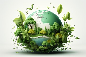 save the green planet concept with green Earth globe, Earth Day - obrazy, fototapety, plakaty