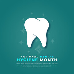 National Dental Hygiene Month Paper cut style Vector Design Illustration for Background, Poster, Banner, Advertising, Greeting Card