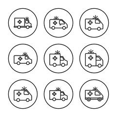 Ambulance icon vector. ambulance truck sign and symbol. ambulance car