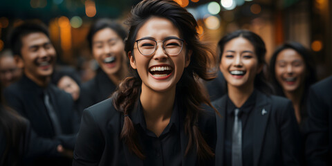 Fototapeta premium A Group of Young Asian Business Women in Elegant Business Suits