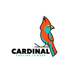 bird on a branch cardinal logo design template 