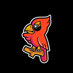 Cute cardinal funny cartoon logo illustration 