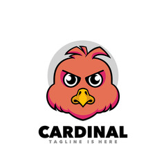 Cardinal head angry mascot cartoon logo design illustration 
