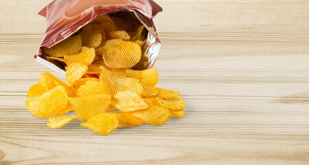 Potato chips with seasoning spicy fast food snack