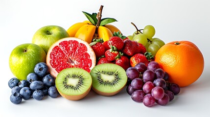 Naklejka na ściany i meble Including various types of fruits white background