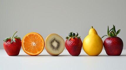 Including various types of fruits white background