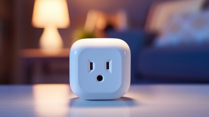 Closeup of a smart plug, allowing for remote control of any pluggedin device through a smartphone app.