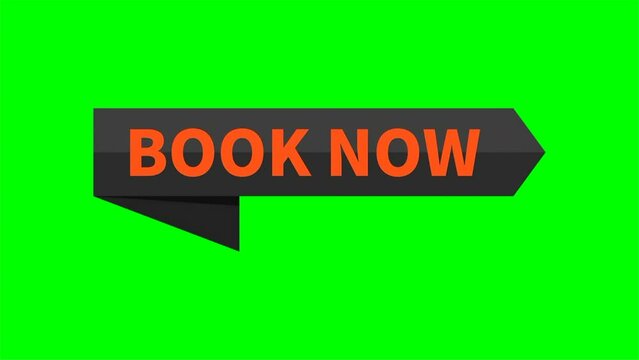 Book Now Motion Video Black Orange Ribbon Rectangle Shape On Green Screen Background For Reservation Advertising Business Marketing Social Media Information
