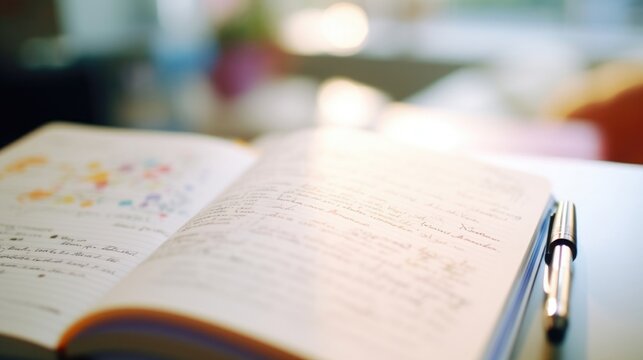 Closeup of a thes notebook filled with detailed care plans for patients at a mental health clinic.