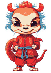 Vector cute cartoon baby china dragon