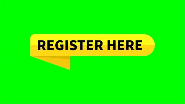 Register Here Motion Video Yellow Ribbon Rectangle Shape On Green Screen Background For Promotion Recruitment Member Business Marketing Social Media Information
