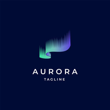 aurora logo design, modern northern lights sky aurora borealis icon logo design illustration