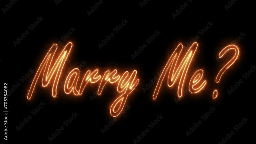 Poster marry me text font with neon light. luminous and shimmering haze inside the letters of the text marr