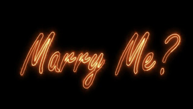 Marry Me text font with neon light. Luminous and shimmering haze inside the letters of the text Marry Me. Marry Me neon sign.	
