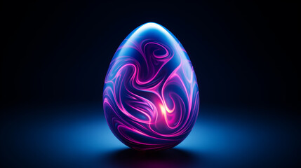 Neon-lit Easter egg illuminated in purple tones adding a vibrant and modern touch - obrazy, fototapety, plakaty