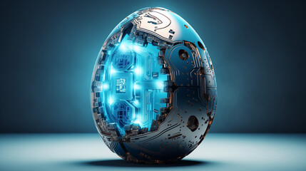 Metal Easter egg broken and showing its electronic interior