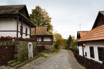 Fototapeta na wymiar Holloko traditional village of Hungary in autumn day