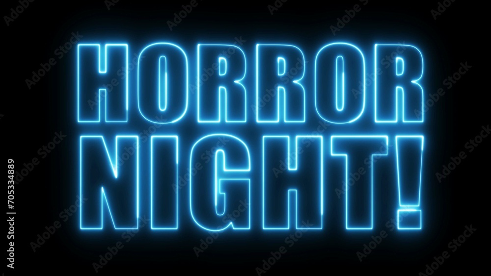 Poster horror night text font with light. luminous and shimmering haze inside the letters of the text horro